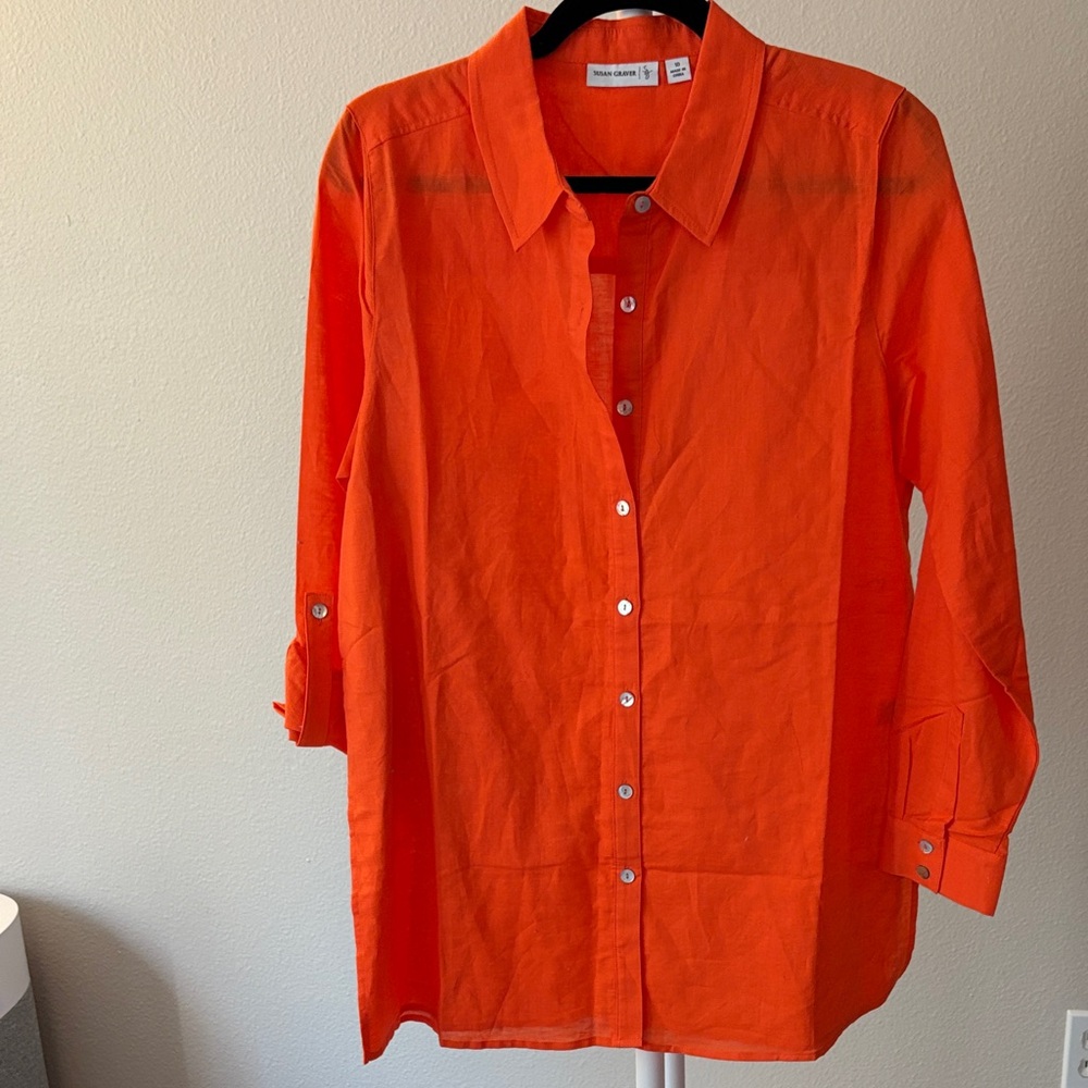 Susan Graver Women’s Bright Orange Casual Shirt